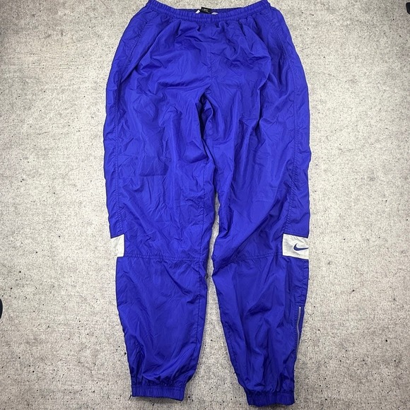 Nike Other - Vintage 90s Nike Team Blue White Swoosh Lined Ankle Zip Track Pants Mens 2XLT